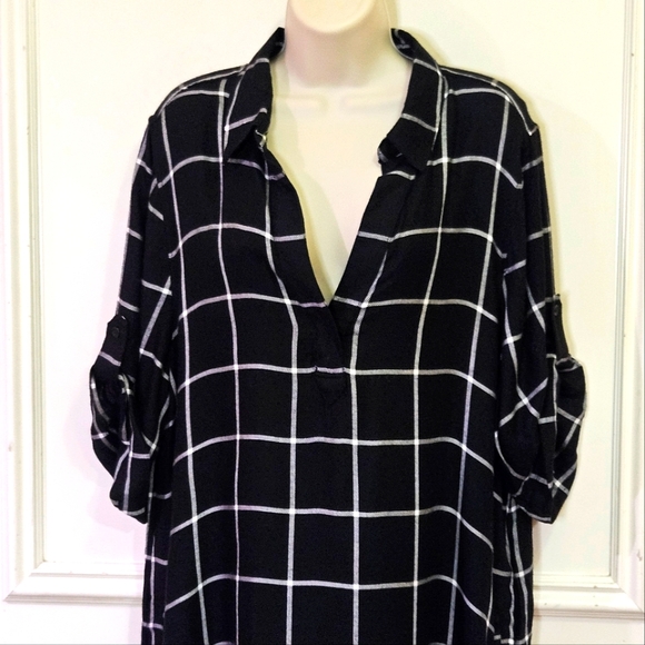 Chelsea & Theodore Black & White Check Grid Print Shirt Dress, X-Large,NWT - Picture 8 of 12